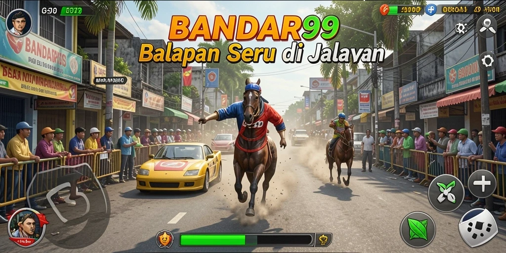 Screenshot gameplay BANDAR99 menampilkan aksi balapan yang mendebarkan.