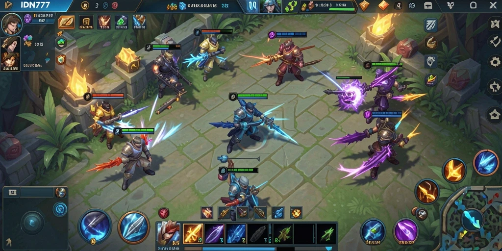 Tampilan grafik tajam dalam gameplay MOBA IDN777.