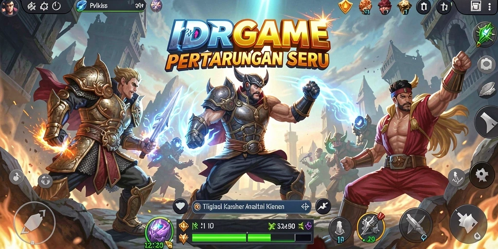 Tangkapan layar utama IDRGAME menampilkan aksi pertarungan yang intens.