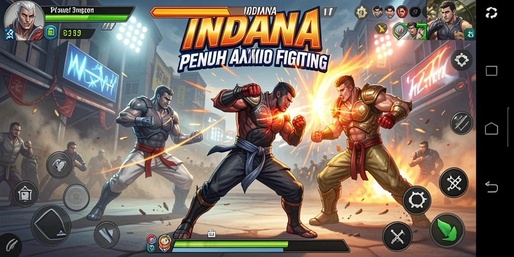 Tampilan gameplay INDAAA yang seru dalam pertarungan Fighting.