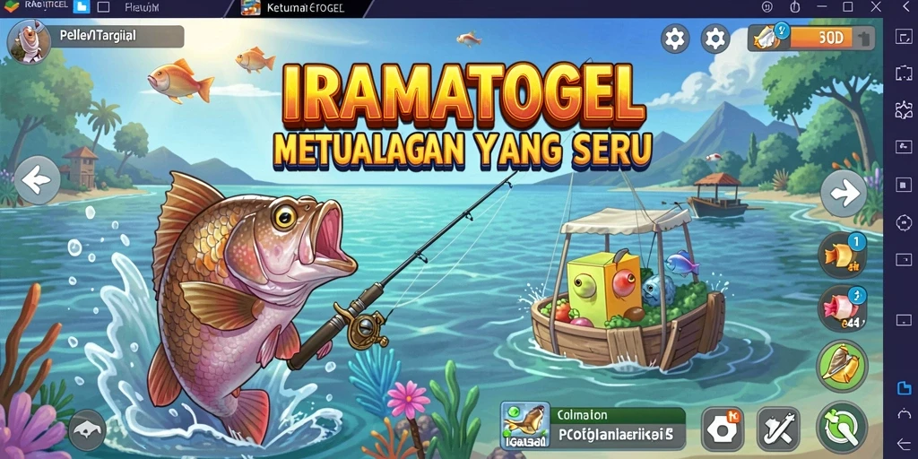 Tampilan gameplay <strong>IRAMATOGEL</strong> menampilkan aksi memancing yang seru dan mendebarkan.