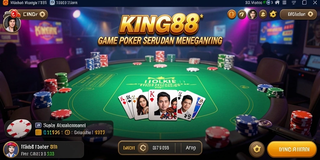 Tampilan screenshot KING88 menampilkan pemain beraksi dalam permainan Poker.
