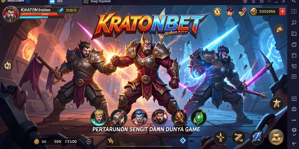 Tampilan gameplay KRATONBET yang penuh aksi dan pertarungan epik.