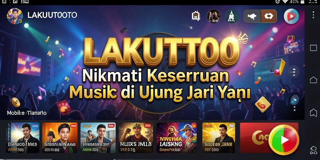 Tampilan utama <strong>LAKUTOTO</strong> yang menampilkan gameplay musik interaktif.