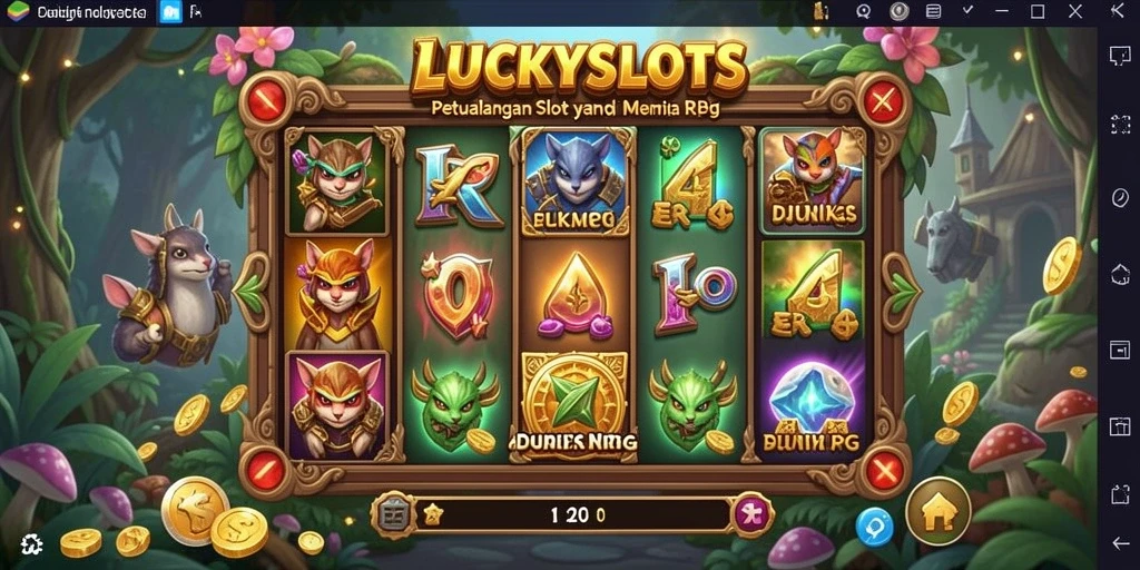 Screenshot menunjukkan gameplay seru dari LUCKYSLOTS yang menggabungkan RPG dan slot.