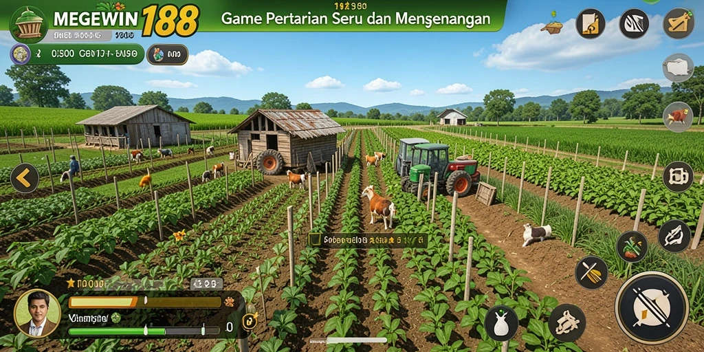 Tampilan gameplay menarik dari MEGEWIN188 saat berkebun.