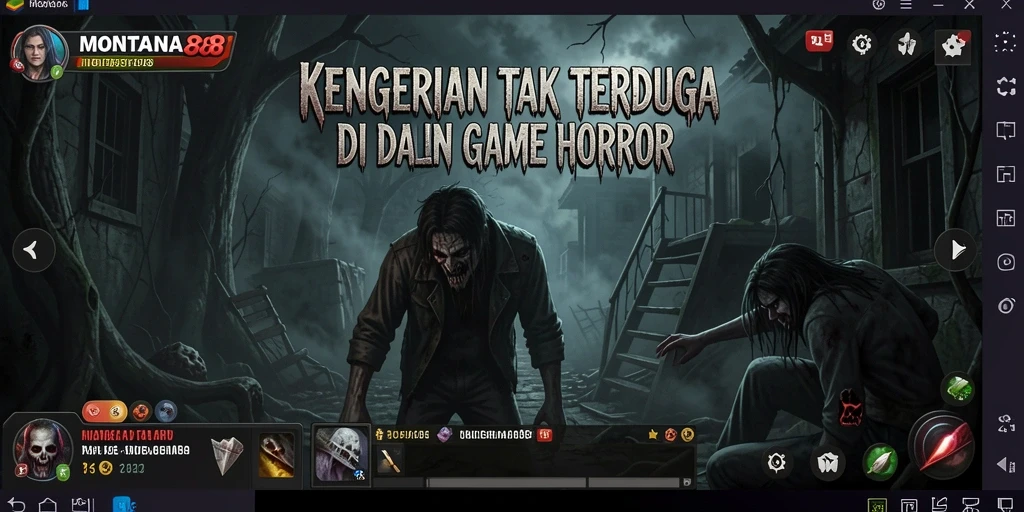 Screenshot gameplay MONTANA88 yang menampilkan suasana Horror yang mencekam.