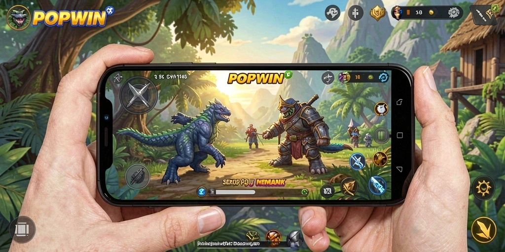 Tampilan warna-warni dalam gameplay POPWIN yang menarik.