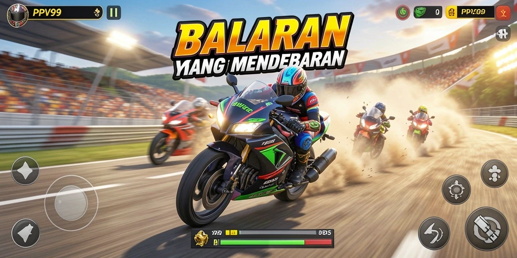 Tampilan gameplay seru balapan motor di PPV99.