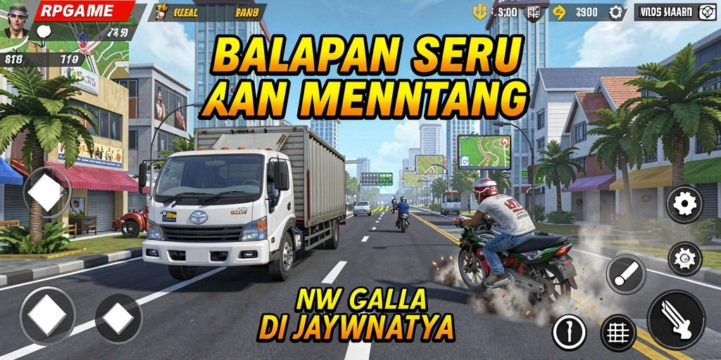 Tampilan gameplay RPGAME yang mendebarkan saat balapan di trek yang menantang.