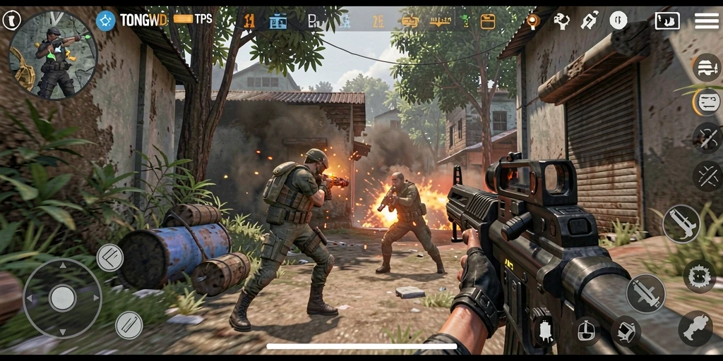 Tangkapan layar gameplay TONGWD yang menunjukkan aksi seru di arena pertempuran.
