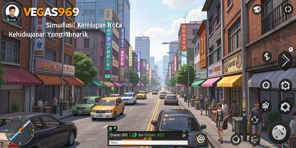 Tampilan gameplay menarik dari <strong>VEGAS969</strong> yang menampilkan kota yang sedang dibangun.