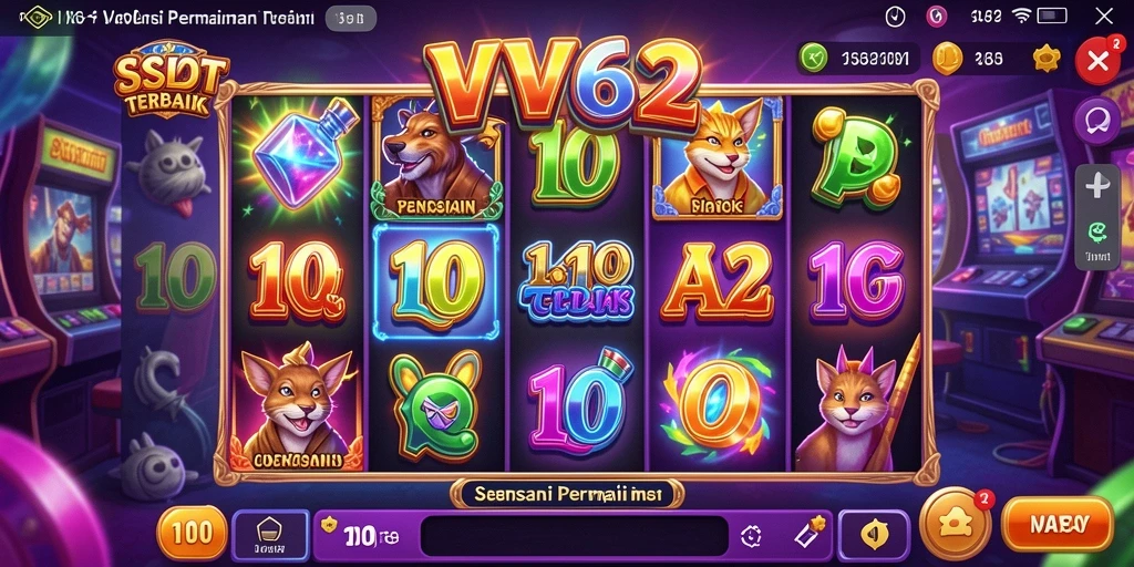 Tampilan gameplay Slot VV62 yang menarik dan penuh warna.
