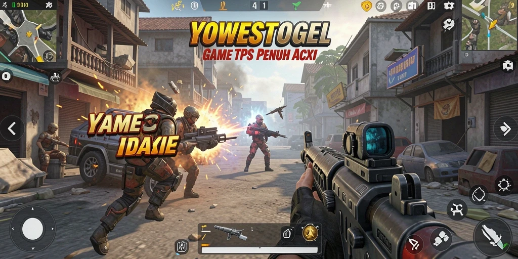 Gameplay seru dalam YOWESTOGEL dengan aksi tembak-menembak.